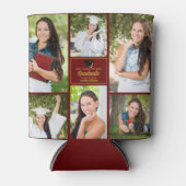 Maroon Afstuderen Foto Collage Graduation Party Blikjeskoeler (Voorkant)