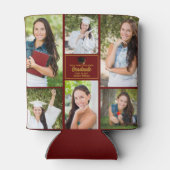 Maroon Afstuderen Foto Collage Graduation Party Blikjeskoeler (Achterkant)