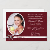 Maroon Afstuderen Foto uitnodiging (Voorkant / Achterkant)