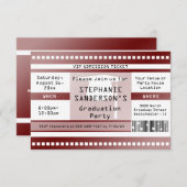 Maroon Afstuderen of Party Admission Ticket Kaart (Voorkant / Achterkant)