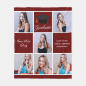 Maroon Afstuderen Senior Portret Fotocollage Fleece Deken (Voorkant)