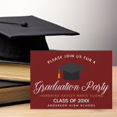 Maroon Afstuderen Typografie Custom School Party Kaart
