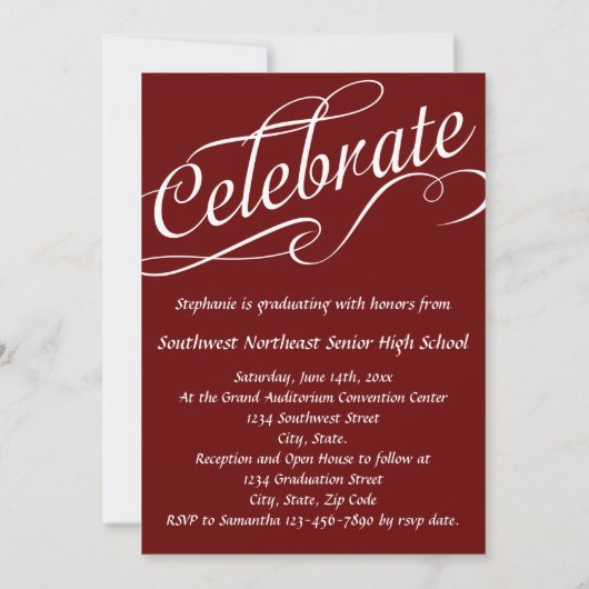 Maroon Afstuderen Zwirly Script-foto Kaart (Achterkant)
