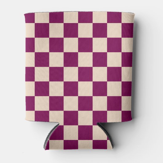 Maroon and beige checkerboard pattern blikjeskoeler (Voorkant)