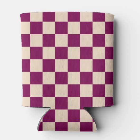 Maroon and beige checkerboard pattern blikjeskoeler (Achterkant)