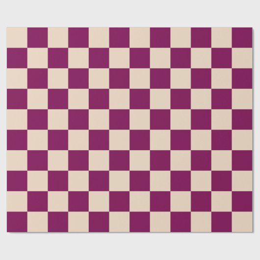 Maroon and beige checkerboard pattern cadeaupapier (Vlak)