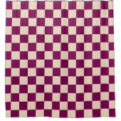 Maroon and beige checkerboard pattern douchegordijn (Voorkant)