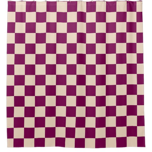 Maroon and beige checkerboard pattern douchegordijn (Voorkant)
