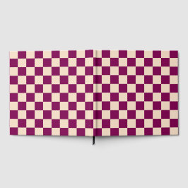 Maroon and beige checkerboard pattern gastenboek