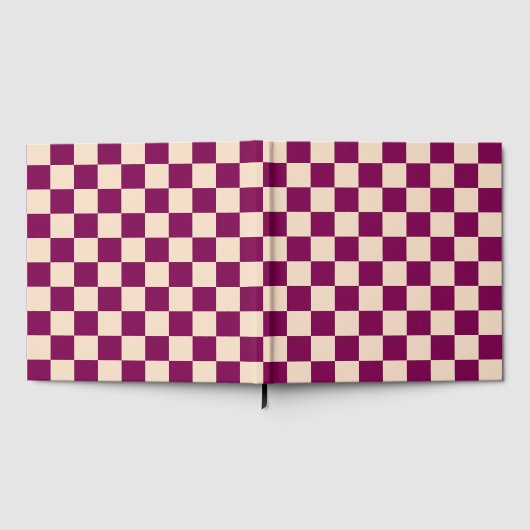 Maroon and beige checkerboard pattern gastenboek (Volledig)
