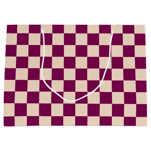 Maroon and beige checkerboard pattern groot cadeauzakje (Voorkant)