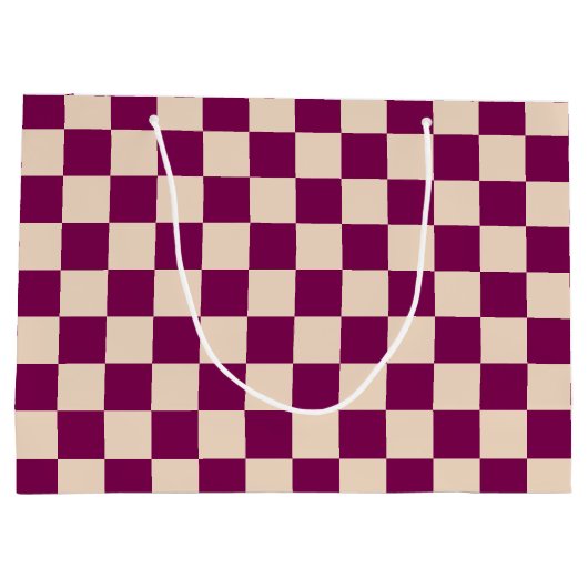 Maroon and beige checkerboard pattern groot cadeauzakje (Achterkant)