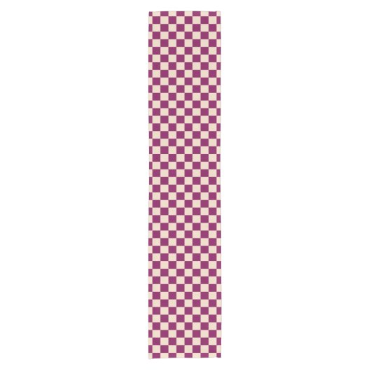 Maroon and beige checkerboard pattern korte tafelloper (Voorkant)