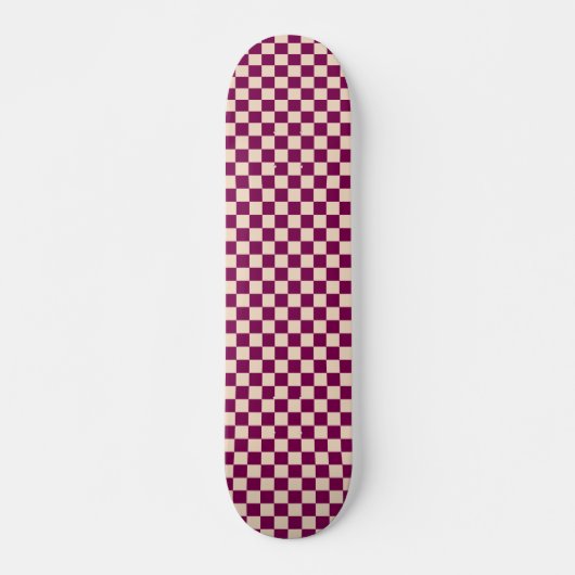 Maroon and beige checkerboard pattern persoonlijk skateboard (Voorkant)