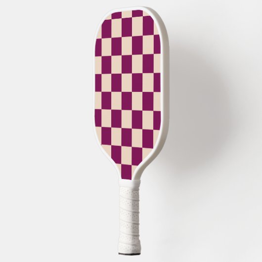 Maroon and beige checkerboard pattern pickleball paddle (Links)