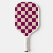Maroon and beige checkerboard pattern pickleball paddle (Achterkant)