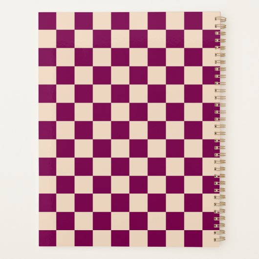Maroon and beige checkerboard pattern planner (Achterkant)