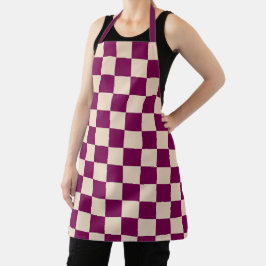Maroon and beige checkerboard pattern schort