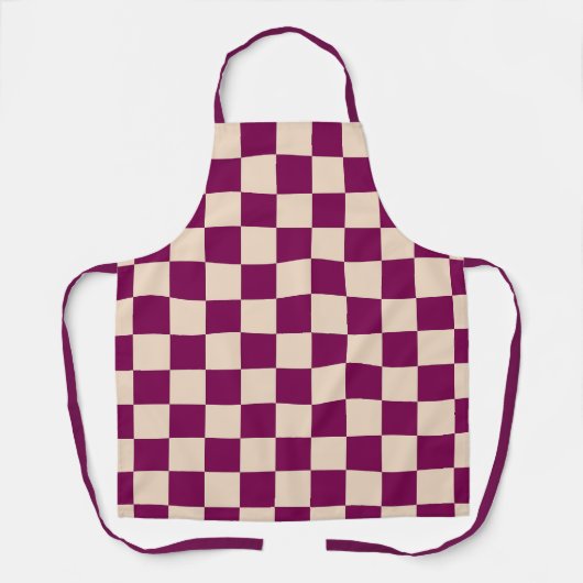 Maroon and beige checkerboard pattern schort (Voorkant)