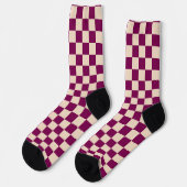Maroon and beige checkerboard pattern sokken (Links)