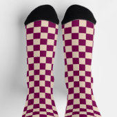 Maroon and beige checkerboard pattern sokken (Top)