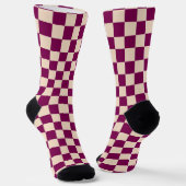 Maroon and beige checkerboard pattern sokken (Gebogen)
