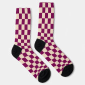 Maroon and beige checkerboard pattern sokken (Rechts)