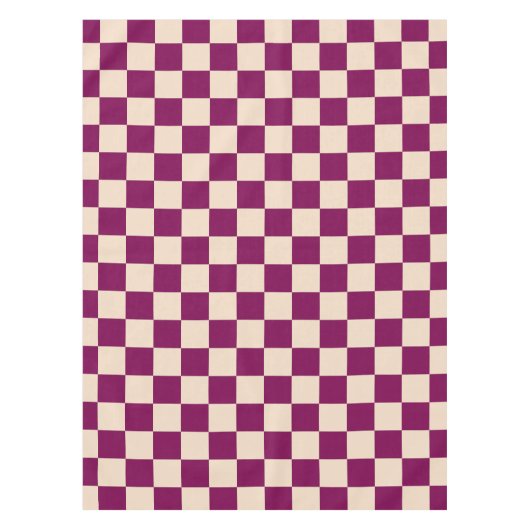 Maroon and beige checkerboard pattern tafelkleed (Voorkant)