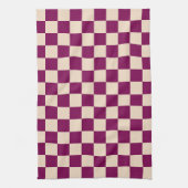Maroon and beige checkerboard pattern theedoek (Verticaal)