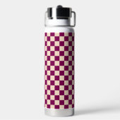 Maroon and beige checkerboard pattern waterfles (Achterkant)