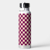 Maroon and beige checkerboard pattern waterfles (Rechts)