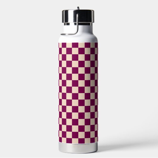 Maroon and beige checkerboard pattern waterfles (Rechts)