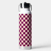 Maroon and beige checkerboard pattern waterfles (Voorkant)