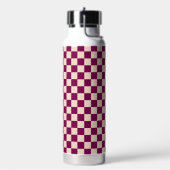 Maroon and beige checkerboard pattern waterfles (Links)