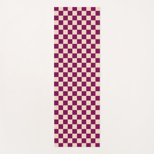 Maroon and beige checkerboard pattern yogamat (Voorkant)