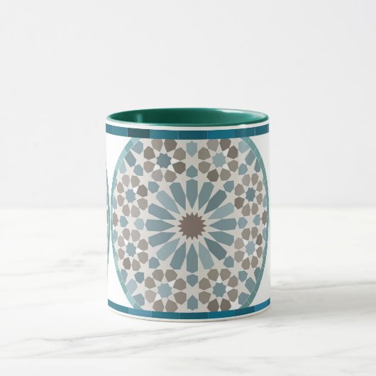 Maroon and Green Geometric Pattern Mug Mok (Midden)