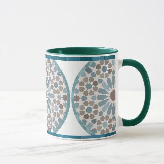 Maroon and Green Geometric Pattern Mug Mok (Rechts)