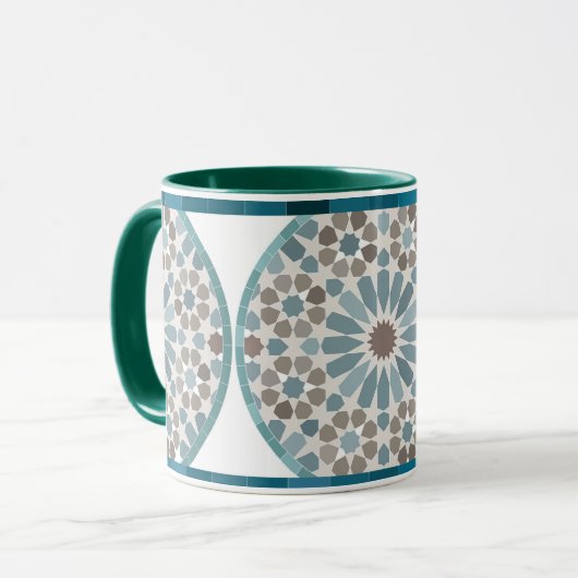 Maroon and Green Geometric Pattern Mug Mok (Voorkant links)