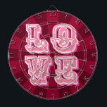 Maroon and Pink Vintage LOVE Romantic Design Dartbord<br><div class="desc">Maroon and Pink Vintage LOVE Romantic Design Dartboard.  Perfect for an engagement party or wedding celebration! Also makes a beautiful housewarming keepsake!</div>