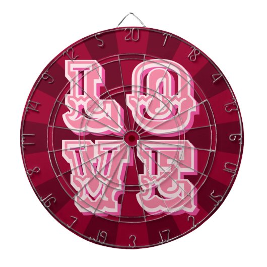 Maroon and Pink Vintage LOVE Romantic Design Dartbord (Voorkant)
