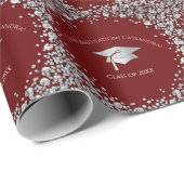 Maroon and Silver Graduation Cadeaupapier (Rol Hoek)