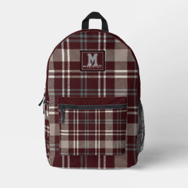 Maroon and white checkered tartan Texas college Bedrukte Rugzak