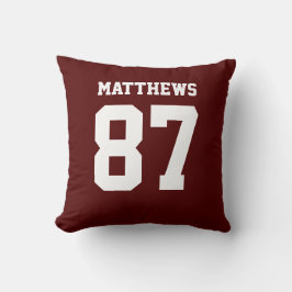 Maroon and White Double-Sided Sports Jersey Kussen