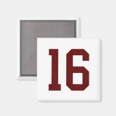 Maroon And White Number 16 Jersey Player Uniform # Magneet (Voorkant / Achterkant)