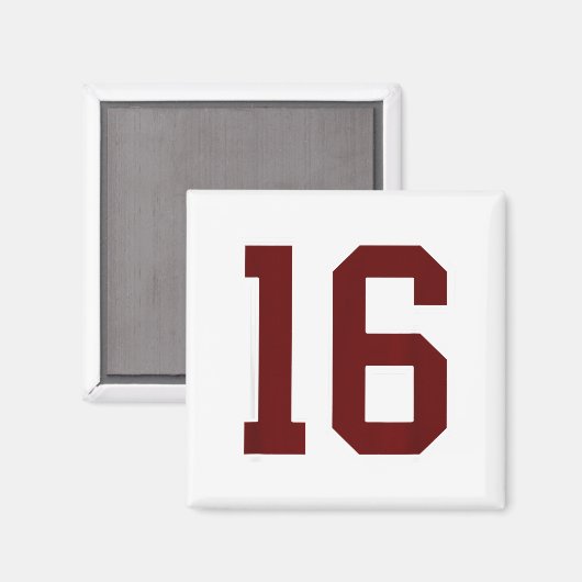 Maroon And White Number 16 Jersey Player Uniform # Magneet (Voorkant / Achterkant)