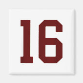 Maroon And White Number 16 Jersey Player Uniform # Magneet (Voorkant)