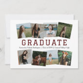 Maroon Angled acht-foto Afstuderen aankondiging (Voorkant)