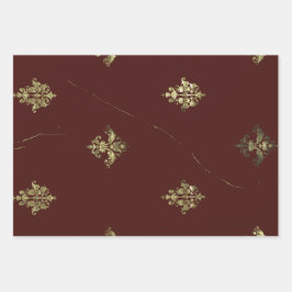 Maroon Antiek Textiel voor vakantie elke gelegenhe Inpakpapier Vel