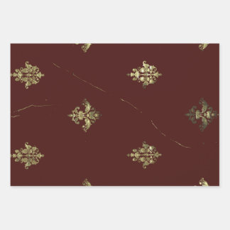 Maroon Antiek Textiel voor vakantie elke gelegenhe Inpakpapier Vel