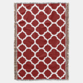 Maroon Auburn en White Quatrefoil Pattern Deken (Voorkant Verticaal)